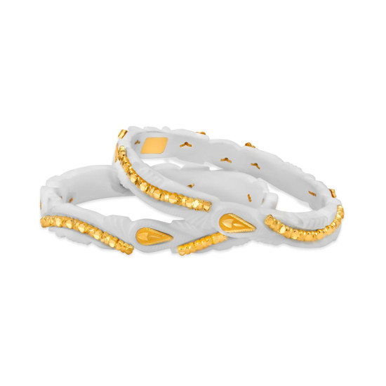 SHANKHA BANGLES WITH MOTIFS IN 22KT YELLOW GOLD