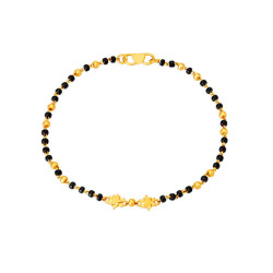 PAIR OF 22KT YELLOW GOLD BRACELETS WITH BLACK BEADS