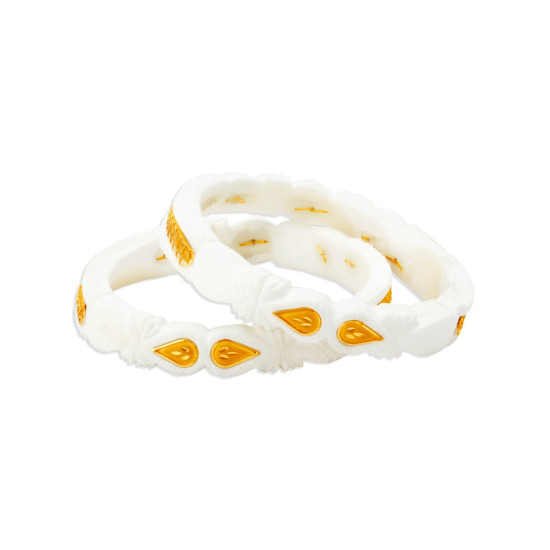 SHANKHA BANGLES WITH MOTIFS IN 22KT YELLOW GOLD