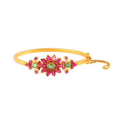 22KT GOLD RUBY AND EMERALD BANGLE