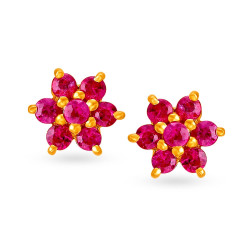 18KT GOLD RUBY AND DIAMOND STUD EARRINGS