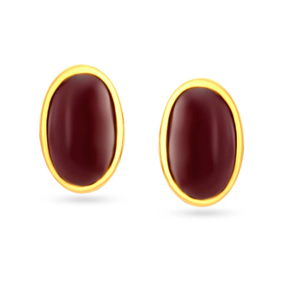 18KT OVAL RUBY STUDS