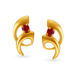 18KT GOLD RUBY AND DIAMOND STUD EARRINGS