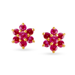 18KT GOLD RUBY AND DIAMOND STUD EARRINGS