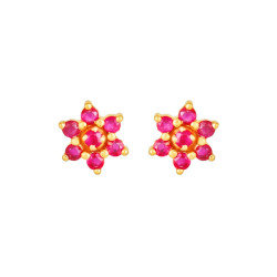 18KT RUBY FLORAL STUDS