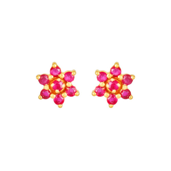 18KT RUBY FLORAL STUDS