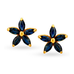 18KT GOLD SAPPHIRE AND DIAMOND STUD EARRINGS