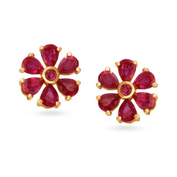 18KT GOLD RUBY AND DIAMOND STUD EARRINGS