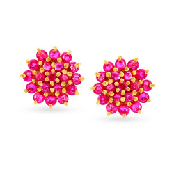 18KT RUBY AND DIAMOND CLUSTER STUDS