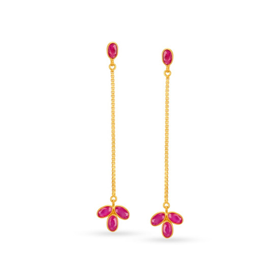 18KT RUBY FLORAL DROPS