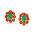 18KT GOLD RUBY EMERALD AND DIAMOND STUD EARRINGS