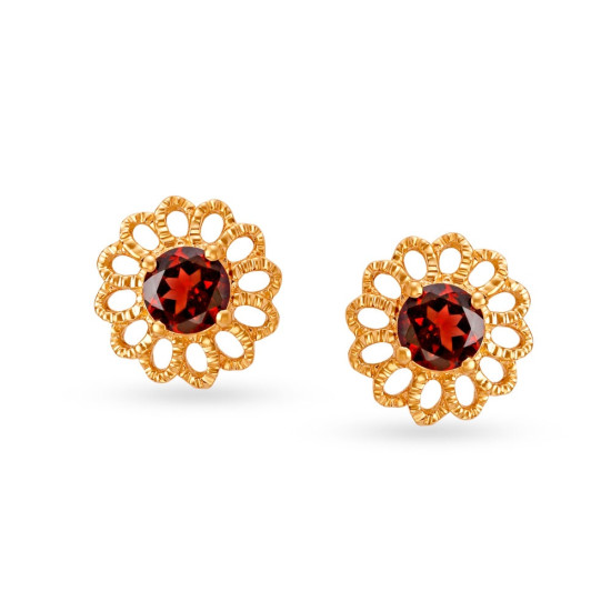 18KT GOLD RUBY AND DIAMOND STUD EARRINGS