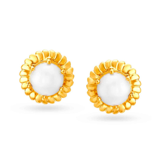 18KT GOLD PEARL AND DIAMOND STUD EARRINGS