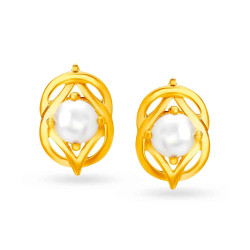 18KT GOLD PEARL AND DIAMOND STUD EARRINGS