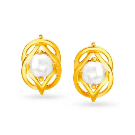 18KT GOLD PEARL AND DIAMOND STUD EARRINGS