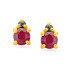 18KT GOLD SAPPHIRE RUBY AND DIAMOND STUD EARRINGS