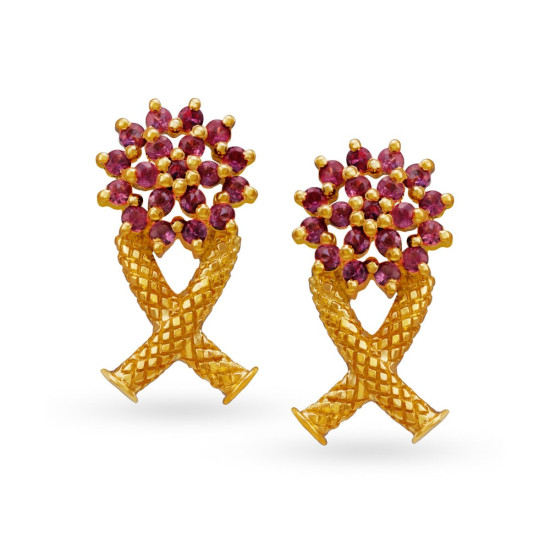 22KT GOLD AND RUBY STUD EARRINGS