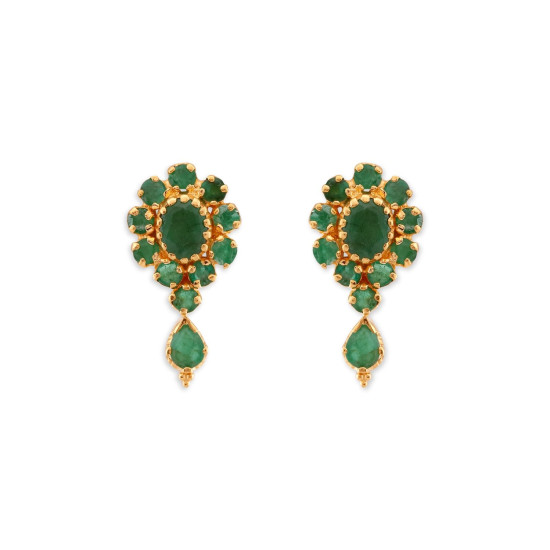 22KT GOLD EMERALD FLORAL DROPS