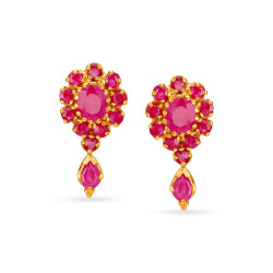 GOLD RUBY STUD EARRINGS