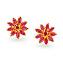 GOLD RUBY STUD EARRINGS