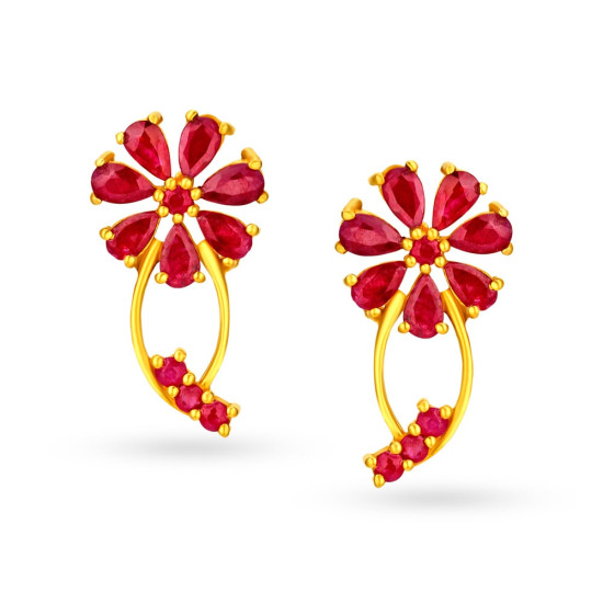 22KT GOLD AND RUBY DROP EARRINGS