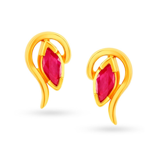 GOLD RUBY STUD EARRINGS