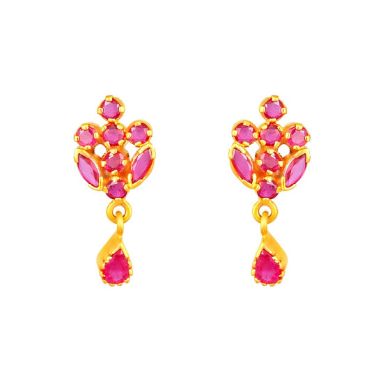 GOLD RUBY DROP EARRINGS