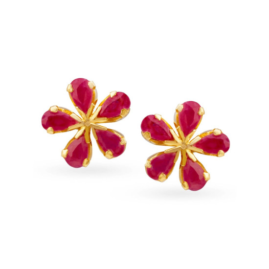 22KT GOLD AND RUBY STUD EARRINGS