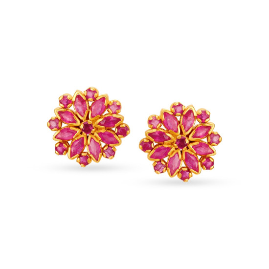 22KT GOLD AND RUBY STUD EARRINGS