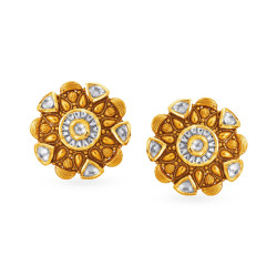 22KT GOLD AND KUNDAN GLASS STUD EARRINGS