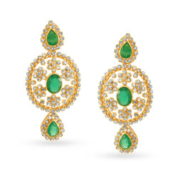 22KT GOLD AND POLKY DIAMOND DROP EARRINGS