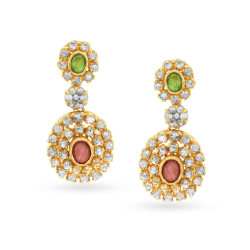 22KT GOLD AND POLKY DIAMOND DROP EARRINGS