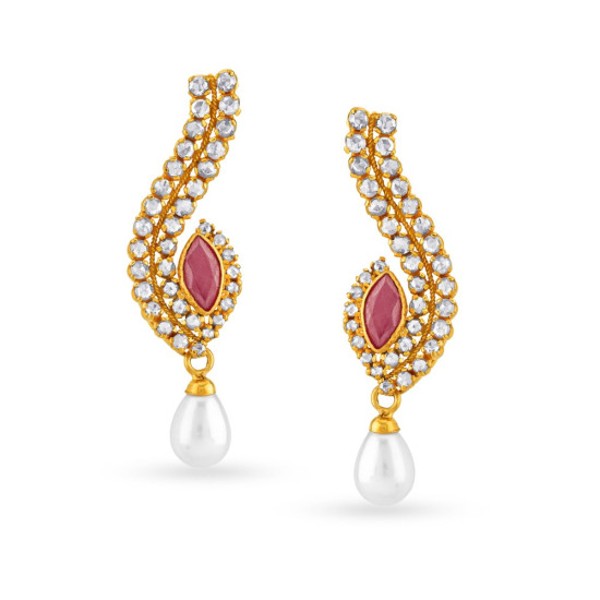 22KT GOLD AND POLKY DIAMOND DROP EARRINGS