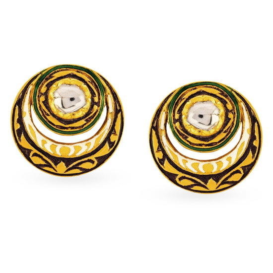 22KT GOLD AND POLKY DIAMOND STUD EARRINGS