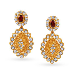 22KT GOLD AND POLKY DIAMOND DROP EARRINGS