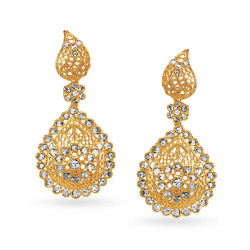 22KT GOLD AND POLKY DIAMOND DROP EARRINGS