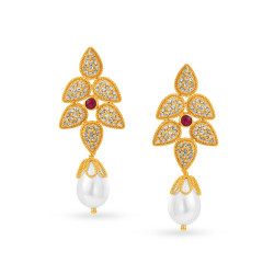 22KT GOLD AND POLKY DIAMOND DROP EARRINGS