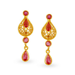 22KT GOLD AND RUBY DROP EARRINGS