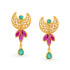 22KT GOLD RUBY AND EMERALD DROP EARRINGS