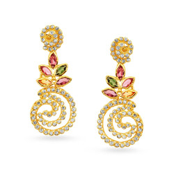 22KT GOLD AND POLKY DIAMOND DROP EARRINGS