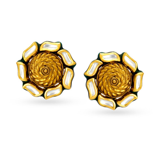 22KT GOLD AND KUNDAN STUD EARRINGS