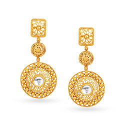 22KT GOLD AND KUNDAN GLASS DROP EARRINGS