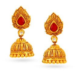 22KT GOLD AND KUNDAN GLASS JHUMKIS