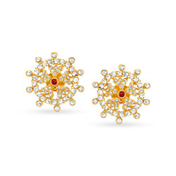 22KT GOLD AND POLKY DIAMOND STUD EARRINGS