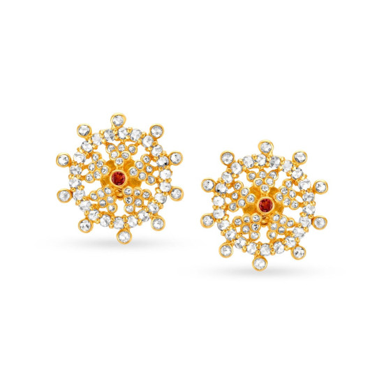 22KT GOLD AND POLKY DIAMOND STUD EARRINGS