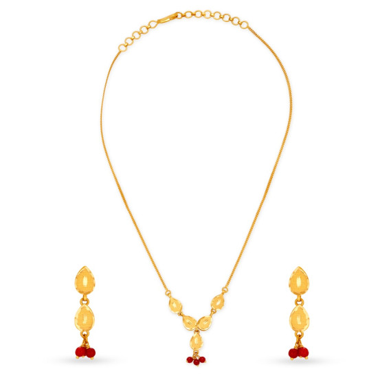 PETITE NECKWEAR AND EARRINGS SET IN 22KT DANGLING GOLD