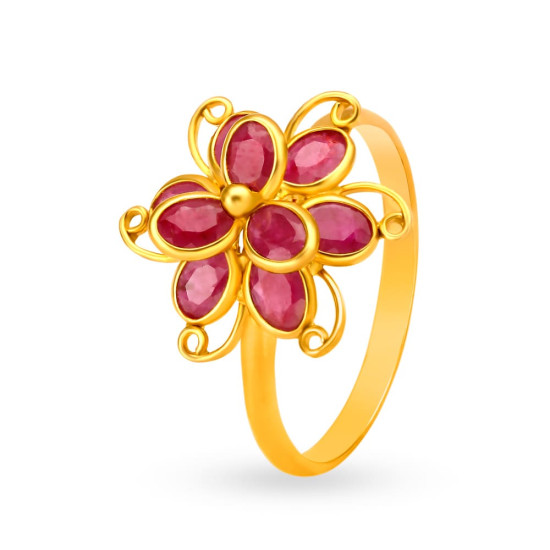 22KT GOLD AND RUBY FINGER RING