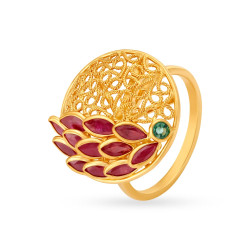 22KT GOLD RUBY AND EMERALD FINGER RING