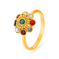 22KT GOLD AND MULTI STONE FINGER RING