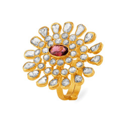 22KT GOLD AND POLKY DIAMOND FINGER RING